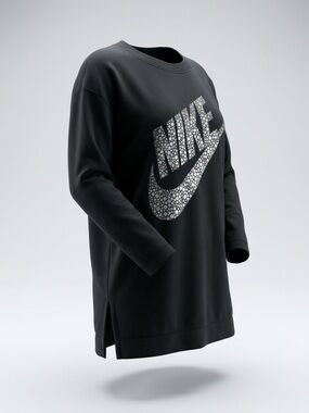 Nike Black Crewneck Sweatshirt with Silver Crackle Patterned Logo
